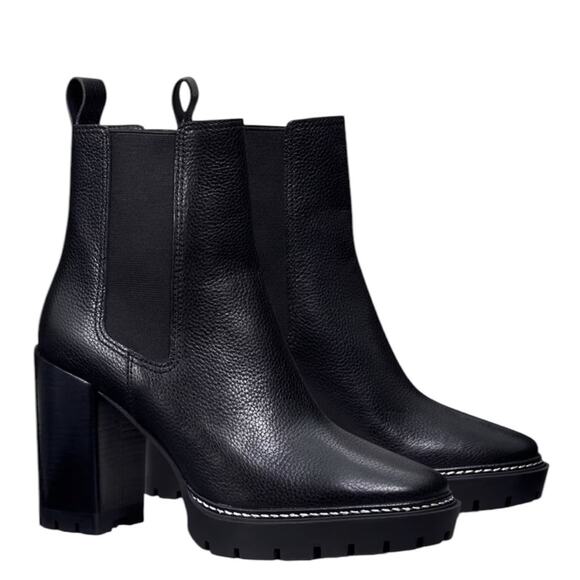 Tory Burch Carson Tumbled Leather Classic Chelsea Lug Sole Ankle Boots NEW 10 - Picture 1 of 12